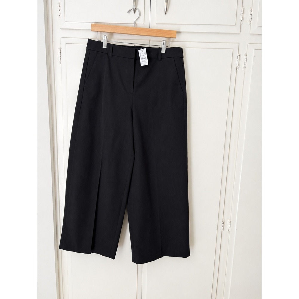 J.Crew Black Wide Leg Crop Trousers Pants CG388 Size 10 NWT